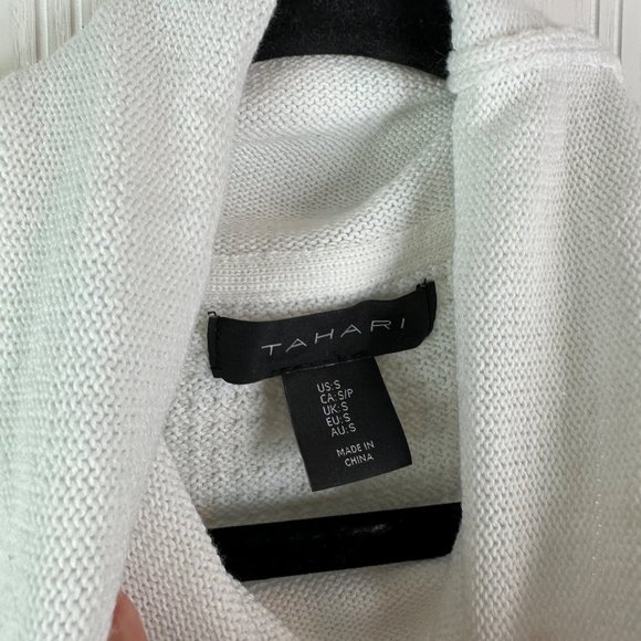 Tahari Women's‎ Sweater White Tan Size small Cowl neck - Picture 3 of 5